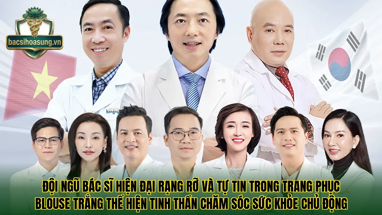 Đội ngũ bác sĩ hiện đại rạng rỡ và tự tin trong trang phục blouse trắng thể hiện tinh thần chăm sóc sức khỏe chủ động